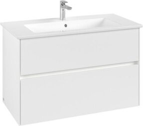 V&B Waschtischunterschrank Collaro mit Waschtisch und LED-Beleuchtung, Weiß Matt, B/T/H: 96,1 x 48,0 x 48,0 cm - Bild 1