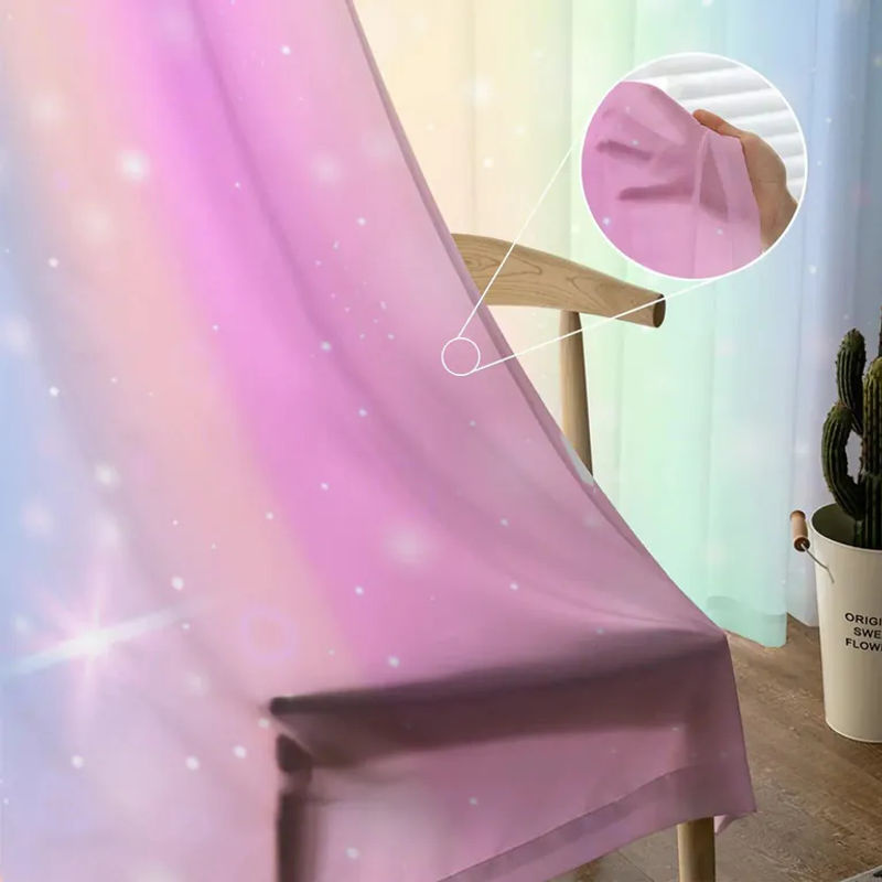 Transparente Vorhänge mit Sternenlicht- und Regenbogen-Effekt von A Family Of Home Textiles, Farbe: Transparent/Mehrfarbig, B: 135 cm, H: 114 cm - Bild 5
