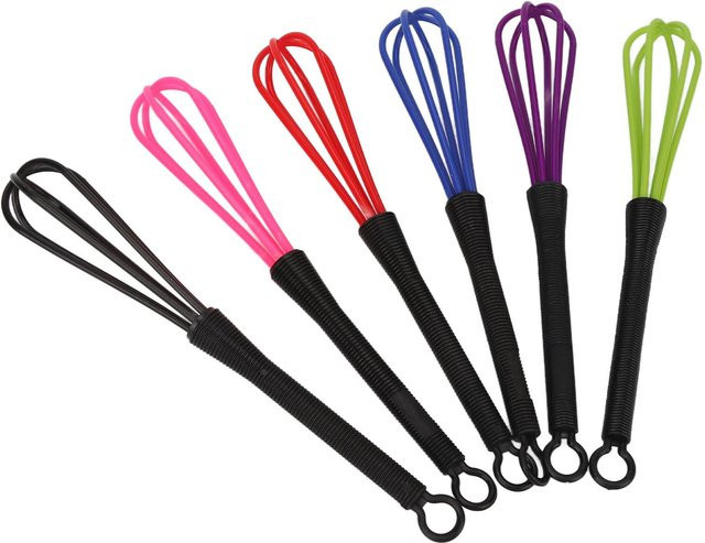 Koogeelife Schneebesen Set aus Kunststoff mit rutschfestem Griff in Schwarz und Multicolour, 6 Stück - Bild 1