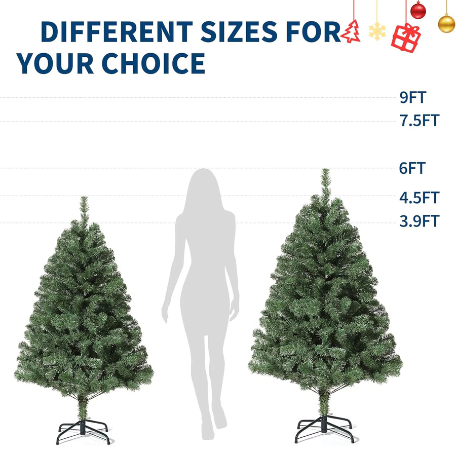HiMISS Künstlicher Weihnachtsbaum mit Metallbasis aus PVC, Höhe: 182,88 cm - Bild 2
