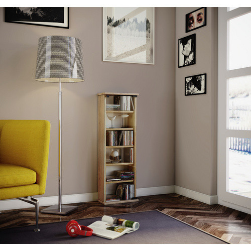 VCM Vetro CD Regal aus Holz in Braun mit ESG-Sicherheitsglastüren, B: 31 cm, H: 91,5 cm, T: 18 cm - Bild 4