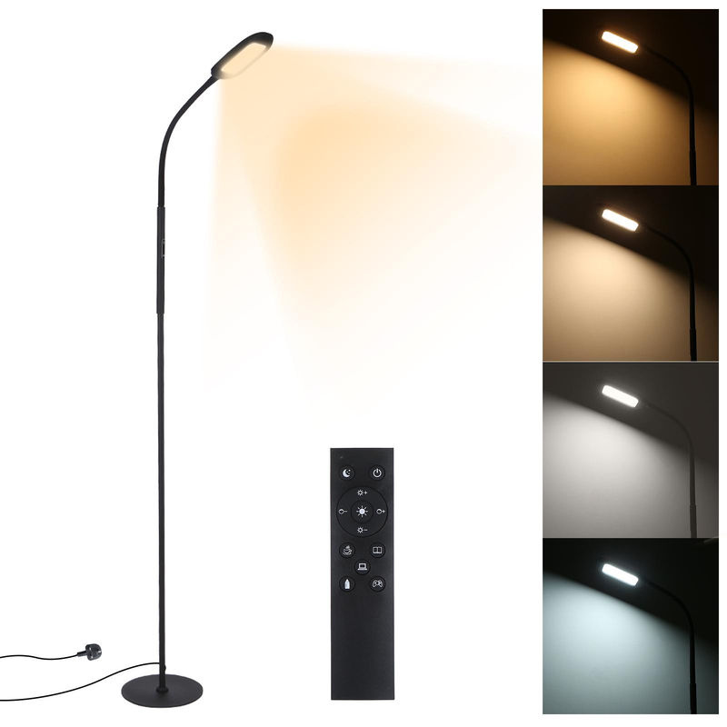 Tomshine LED-Stehlampe mit Fernbedienung und Touch-Steuerung, dimmbar, Schwarz - Bild 4