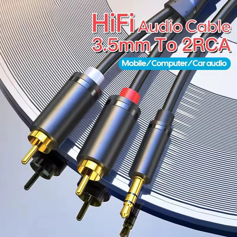 OUIO RCA-Audiokabel 3,5 mm Klinke auf 2RCA Splitter in Schwarz - Bild 2