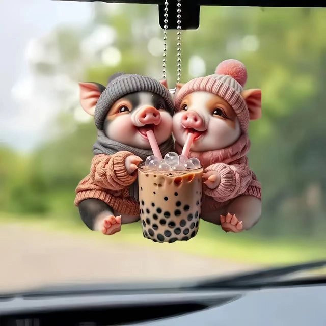 Auto-Rückspiegel-Ornament von chenxiaogang mit Katzen-Design als hängender Tier-Anhänger in Multicolour - Bild 1