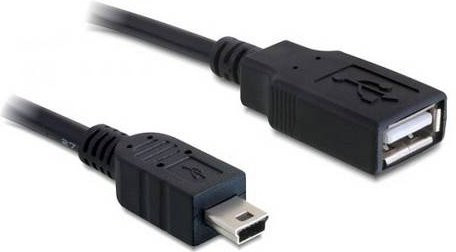 Delock USB 2.0 Kabel mit USB-A Buchse und USB-Mini-B Stecker in Schwarz, Länge: 0,50 m - Bild 1