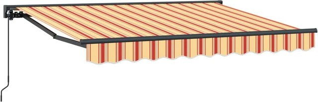 vidaXL Manuell Einziehbare Markise mit Semi-Cassette, gestreift in Gelb, Orange, Weiß und Anthrazit, B: 350 cm, A: 200 cm - Bild 1