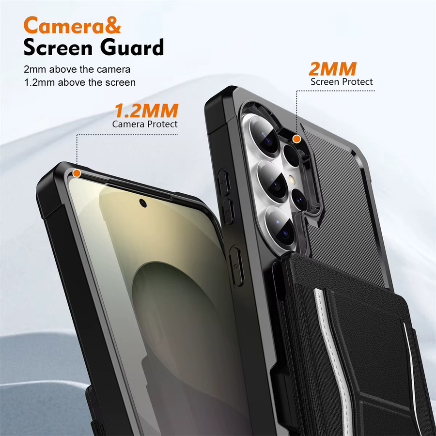 Lederhülle mit Kartenhalter und Ständer für Samsung Galaxy S21 S22 S23 S24 S25 S26 Ultra FE Plus und A-Serie in Schwarz oder Gold - Bild 3