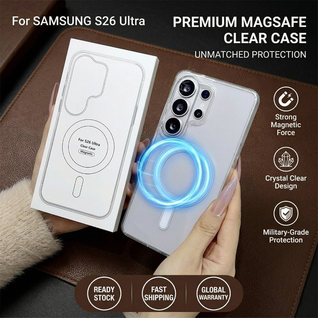 RPKKS MagSafe Magnetische Transparente Hülle für Samsung Galaxy S26 S25 S24 S23 S22 S21 FE Plus Ultra A57 A37 A17 Stoßfeste Hartschale - Bild 1