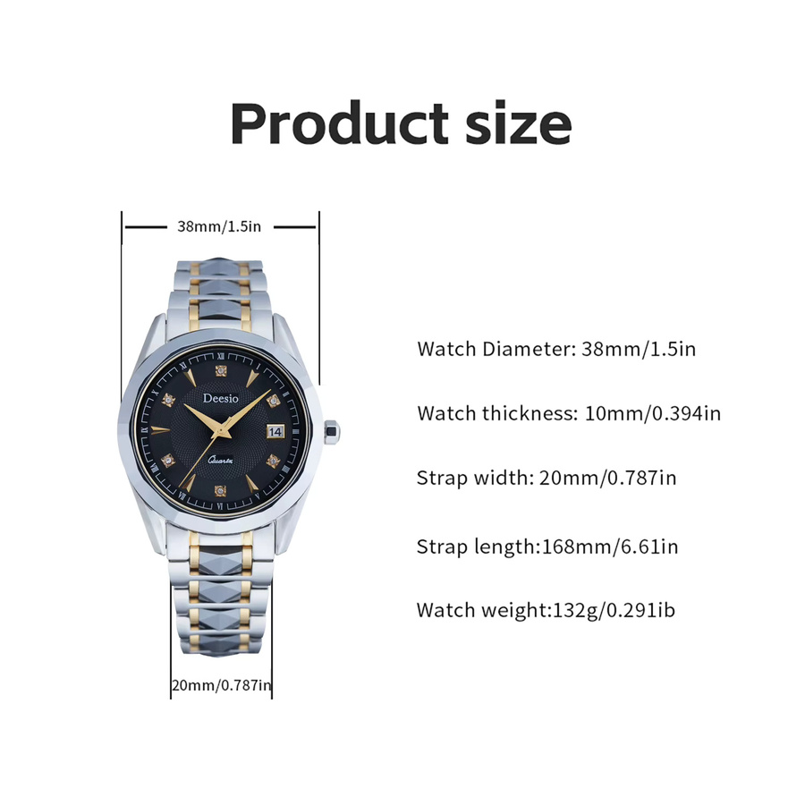 Deesio Armbanduhr, Quarz, Edelstahl, Schwarz, Herren - Bild 6