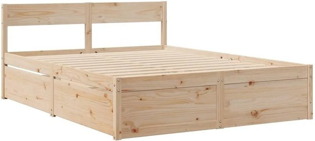 vidaXL Massivholzbett aus Kiefernholz mit Schubladen in Braun, B/T/H: 160 x 200 x 165,5 cm - Bild 1