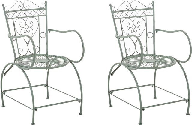 2er Set Gartenstühle Sheen von TPFGarden aus Metall in Antik-Grün - Bild 1