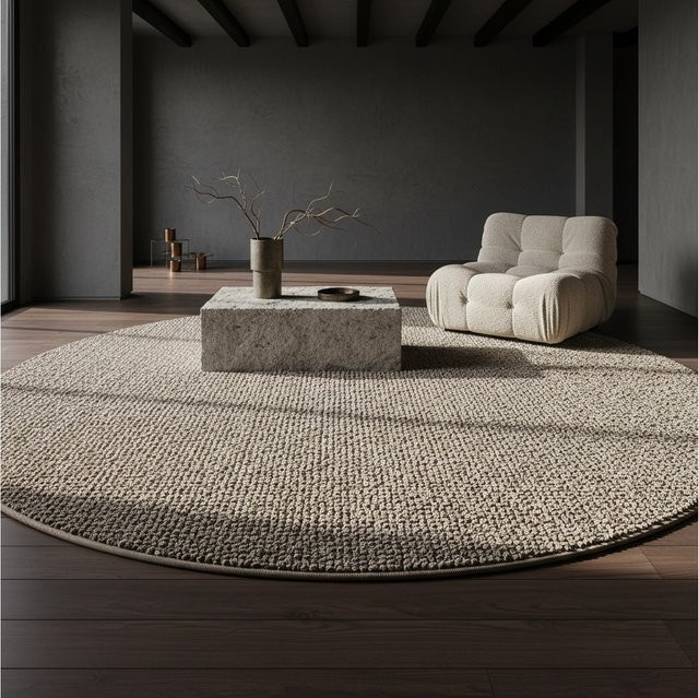Kadima Design Flachwebteppich CIMA, rund, beige/braun, Durchmesser: 160 cm - Bild 1