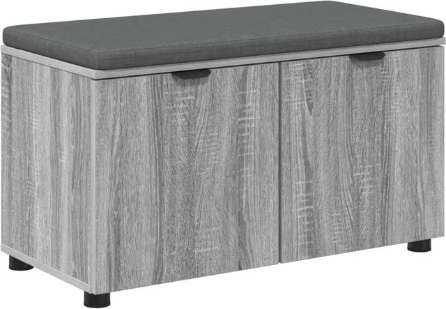 vidaXL Flurbank mit Kissen und Schuhregal in Grau Sonoma, B/T/H: 80 x 38 x 46 cm - Bild 1