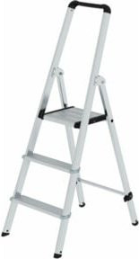 MUNK Aluminium-Stehleiter ML einseitig begehbar, 3 Stufen, Silber - Bild 1