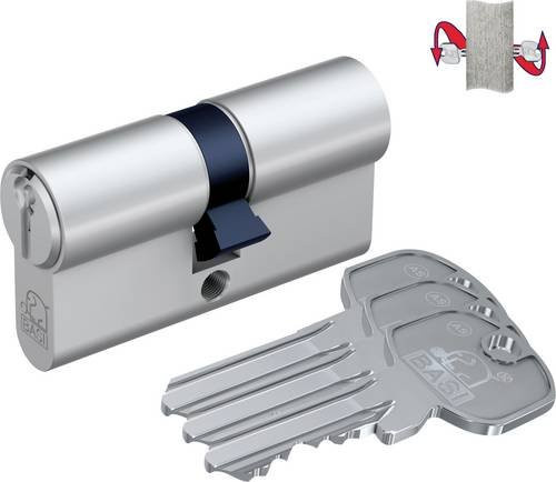BASI Profil-Doppelzylinder aus Messing in Silber mit Not- und Gefahrenfunktion, 55 x 55 mm - Bild 1