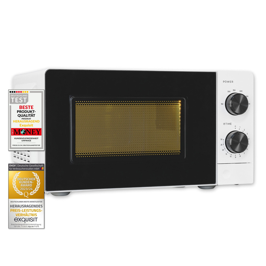 Exquisit Solo-Mikrowelle MW950-070 in Weiß mit 20 Litern Volumen und 700 Watt Leistung - Bild 3
