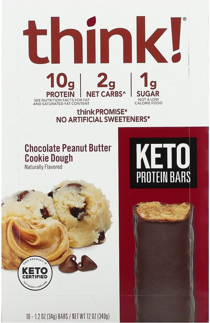 Denken! Keto Proteinriegel Schokolade Erdnussbutter Keksteig 10 x 34 g - Bild 1