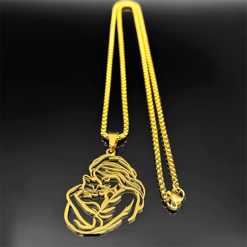 EREBUS Halskette Katze Anhänger, Edelstahl, Gold, Unisex - Bild 2
