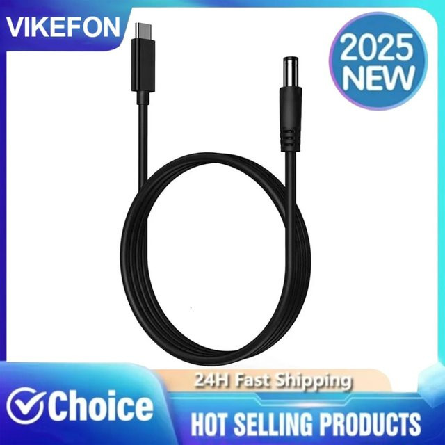 VIKEFON USB C auf DC Netzteil Kabel in Schwarz für Router, Lautsprecher und CCTV Kamera mit 5,5x2,1mm und 5,5x2,5mm Stecker (9V/12V/15V/20V PD) - Bild 1