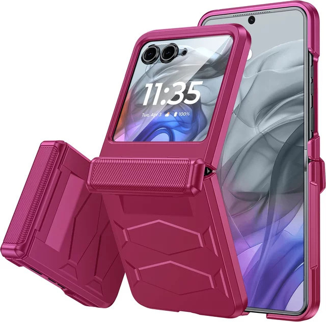 Motorola Razr Handyhülle mit Scharnierschutz und rutschfester Textur in Rosenrot - Bild 1