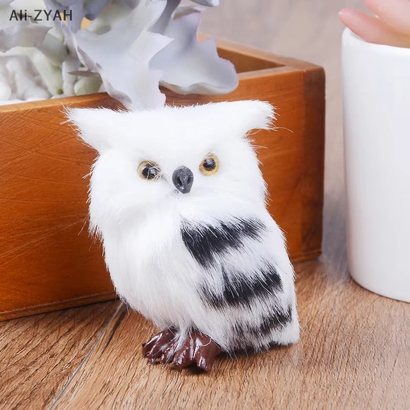 JETTING Mini Eulen-Ornament aus weißem Kunstfell als dekorative Vogelfigur für dein Zuhause - Bild 2