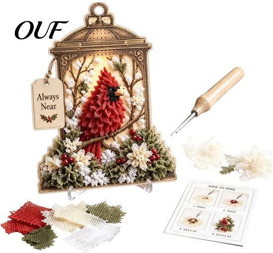 Borderless Boutique DIY 3D Poke-Set mit Stoff-Stanznadeln für florale Vogel-Erinnerungslaternen und handgefertigte Blumenmuster in Multicolour - Bild 1