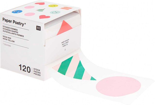 Rico Design Paper Poetry Sticker Happy Birthday, 120 Stück auf der Rolle, Durchmesser: 5,5 cm - Bild 1