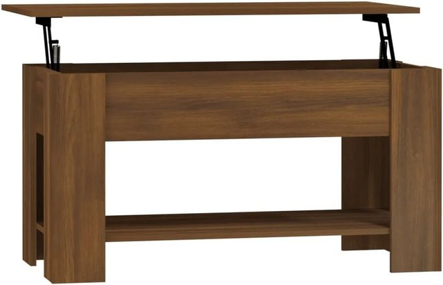 vidaXL Couchtisch in Braun mit Eichen-Optik, moderner Couchtisch aus Holzwerkstoff mit Lift-up-Funktion, B: 101 cm, T: 49 cm, H: 52 cm - Bild 1