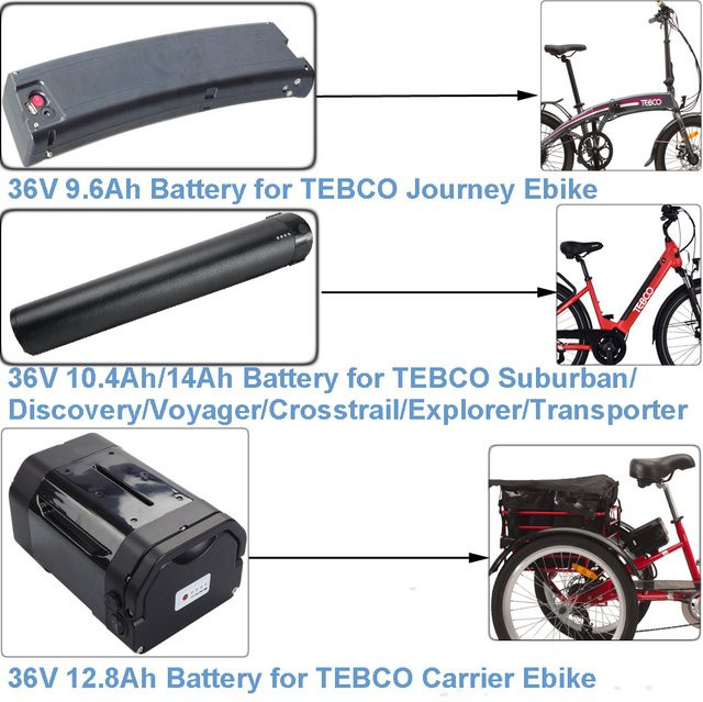 TEBCO Lithium-Ionen-Batterie 36V für E-Bikes der Modelle Suburban, Discovery, Voyager, Crosstrail, Explorer und Journey in Schwarz - Bild 1