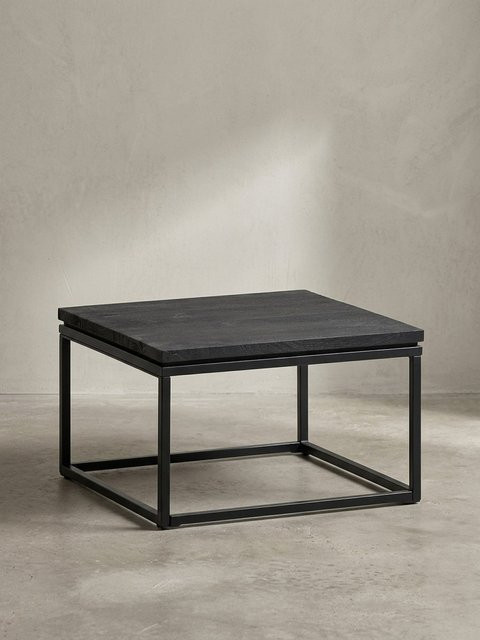 Moderner Couchtisch KADIMA DESIGN aus Mango Massivholz und Metall, quadratisch, Schwarz/Braun, B/T/H: 60 x 60 x 35 cm - Bild 1