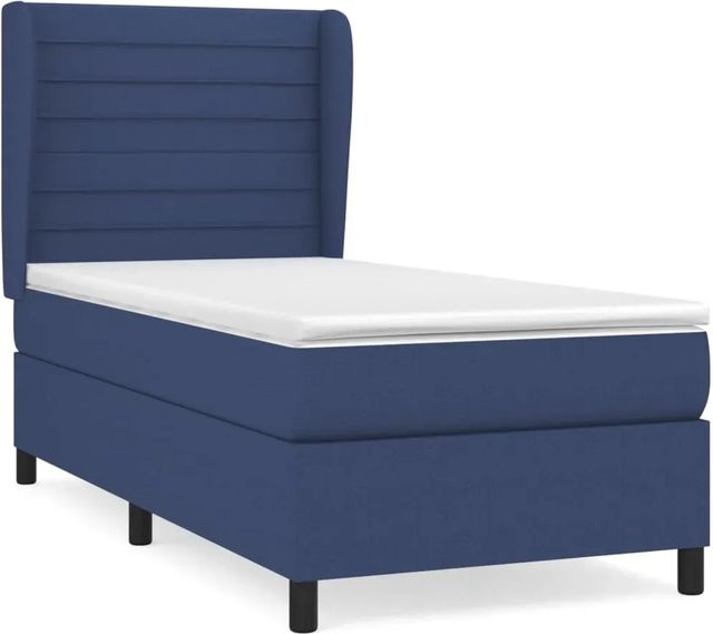 vidaXL Boxspringbett mit Matratze Hybrid-Design in Blau und Weiß, B/T/H: 90 x 190 cm - Bild 1