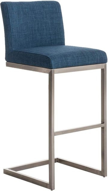 TPFLiving Barhocker Paragon mit Edelstahlgestell und Stoffbezug in Blau, B/T/H: 42 x 48 x 104 cm - Bild 1
