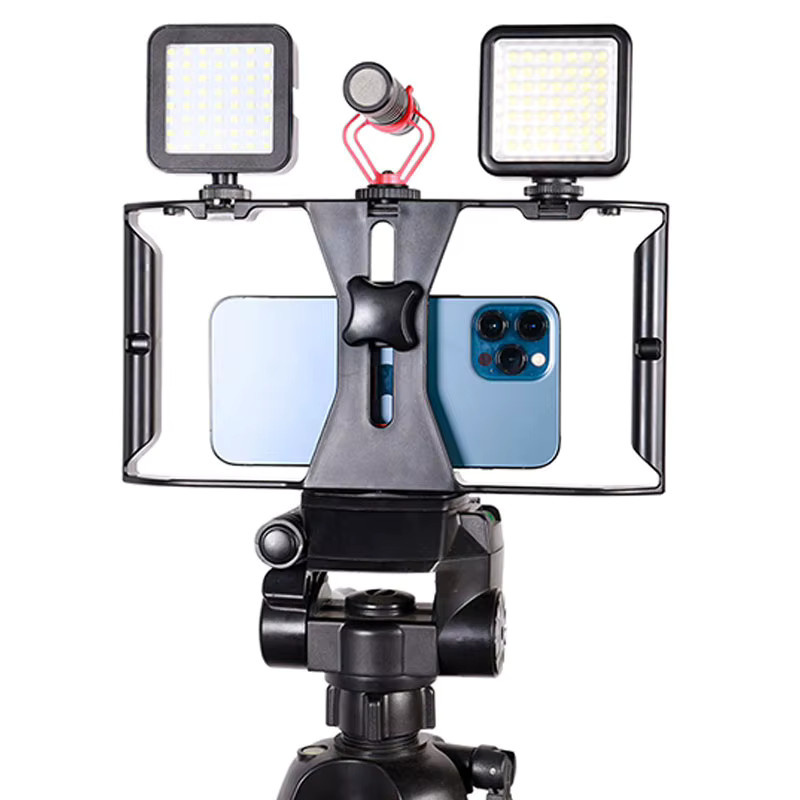 Videokamera Käfig Stabilisator Halterung Handheld Film Rig für Vlog und Telefon in Schwarz - Bild 4