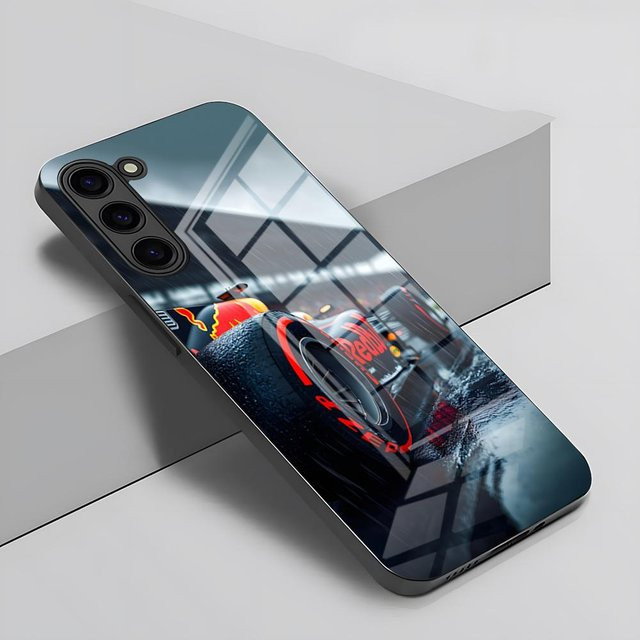 B-BullS-S Schutzhülle mit Logo in Rot und Schwarz für Samsung Galaxy S24 S23 S22 S21 S20 Ultra Plus sowie A54 A53 A25 mit Glasabdeckung - Bild 1