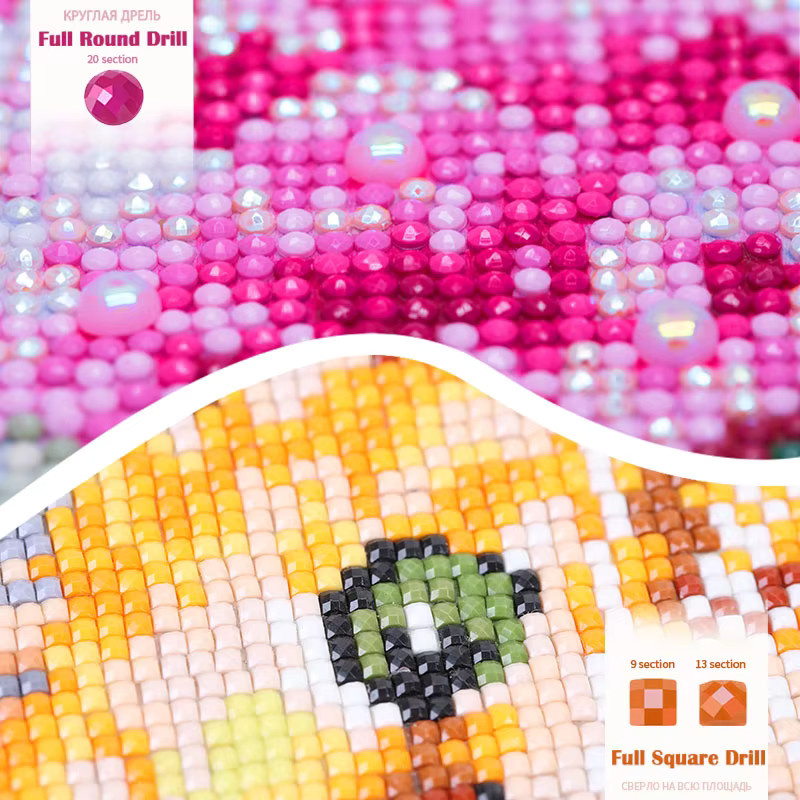 GATYZTORY 5D Diamant-Malerei-Set mit floralem Fotomotiv in Multicolour, rundes DIY-Stickerei-Set zur Wanddekoration - Bild 2