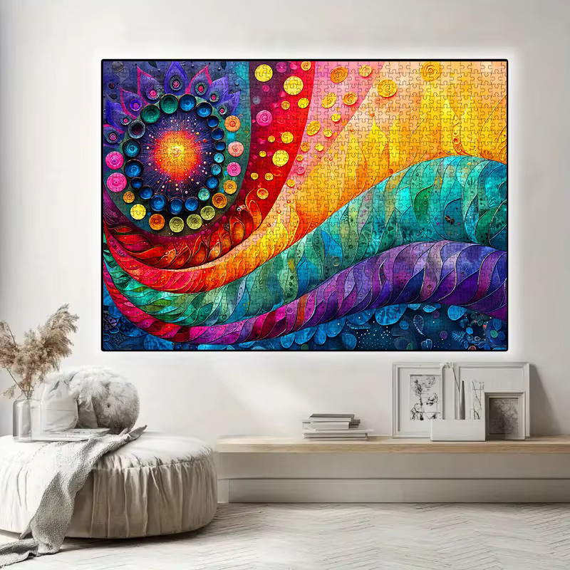 AZNM DIY-Puzzle, Regenbogen-Farbverlauf, Fantasy-Blumenmuster, 1.000 Teile, ab 14 Jahren - Bild 4