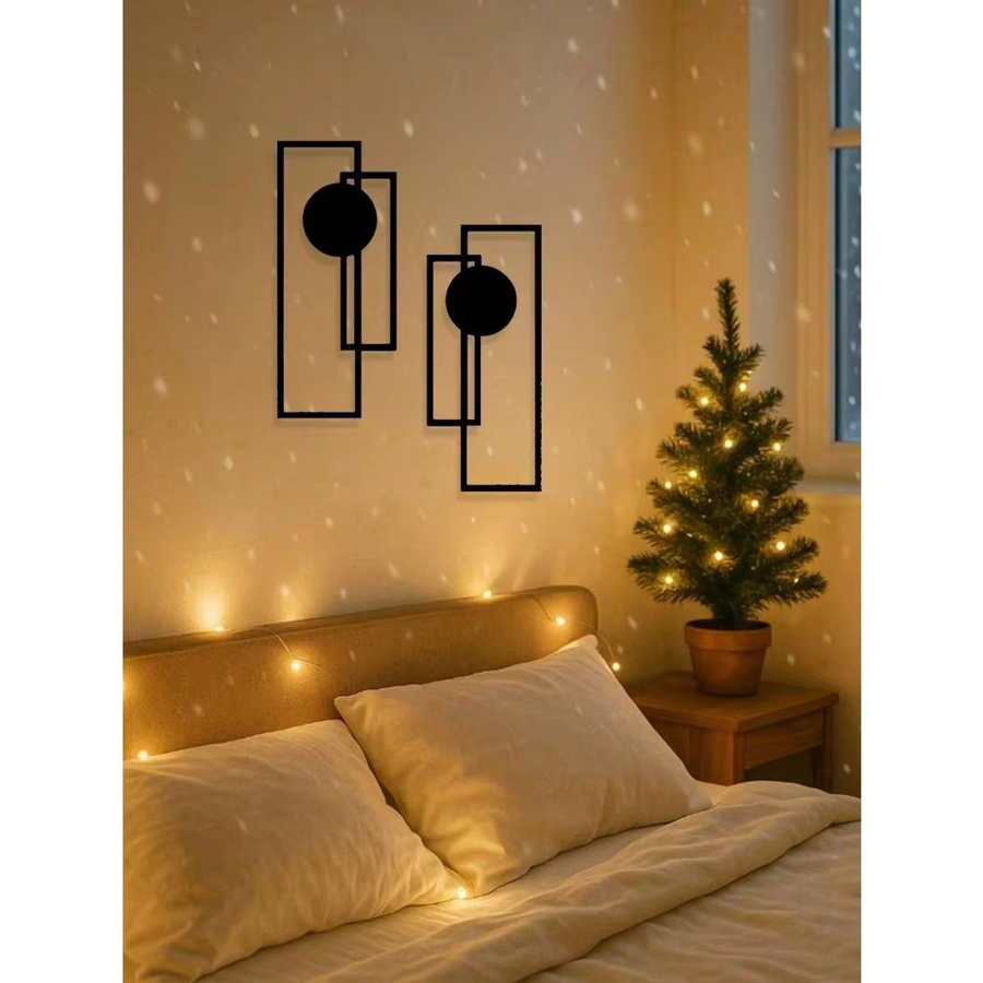 2-teilige abstrakte Wandkunst aus Metall in Schwarz von CIFBUY, minimalistische Gothic-Linienskulptur für Wohnzimmer, Schlafzimmer oder Büro - Bild 3