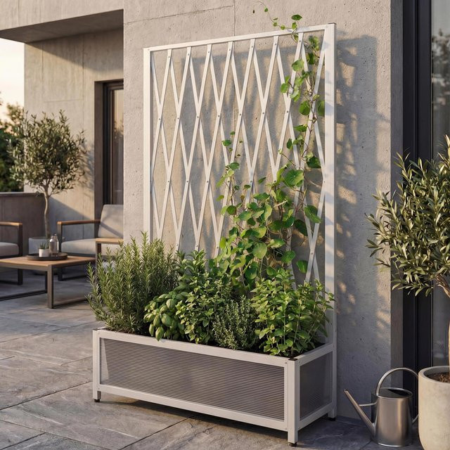 MCW Alu-Rankgitter G21 Scherengitter als Rankhilfe für Blumenkasten und Pflanzkübel, Farbe: Weiß, H x B x T: 152 x 90 x 35 cm - Bild 1
