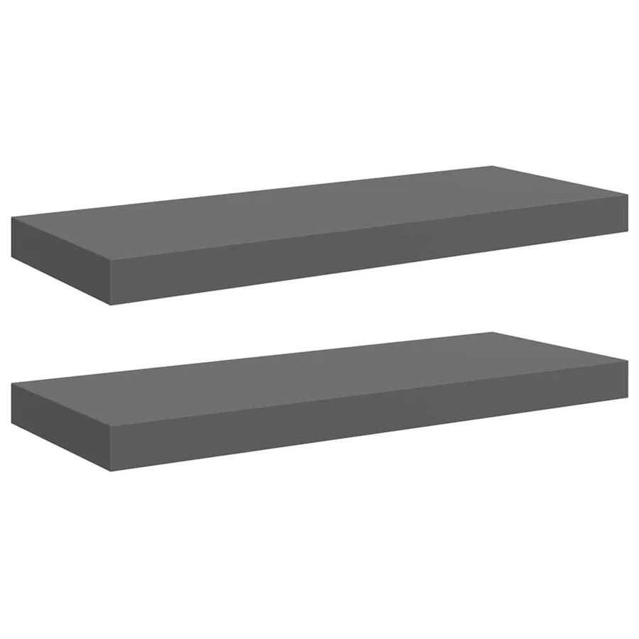 vidaXL Schweberegale 2er-Set in Hochglanz-Grau, B/T/H: 60 x 23,5 x 3,8 cm - Bild 2
