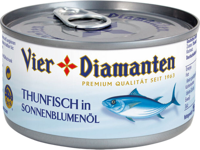 Vier Diamanten Thunfisch in Sonnenblumenöl 195 g - Bild 1