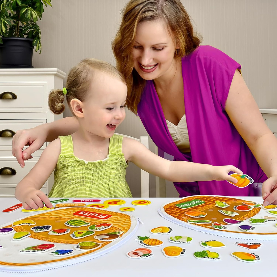 izyKoady Montessori Busy Board Filz Lernaktivitäten Obst & Gemüse 3-6 Jahre - Bild 2