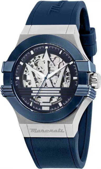 Maserati Herrenuhr Automatik, Edelstahl, Blau, 42 mm, Silikon - Bild 1