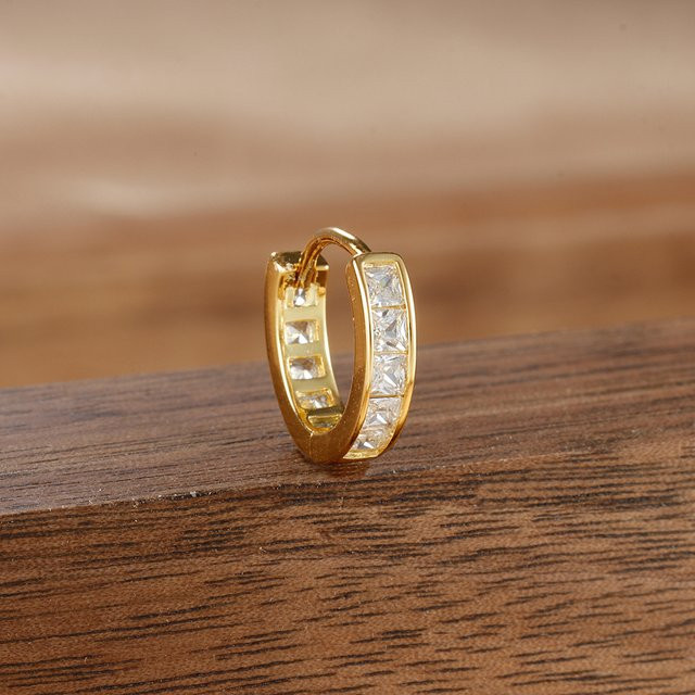 Yuedane Creolen, 14K vergoldeter Edelstahl, Zirkonia, Unisex - Bild 1