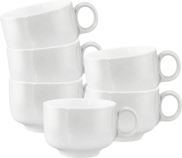 Seltmann Weiden Milchkaffeetassen Sento Home mit Henkel, Weiß, 6er Set, 350 ml pro Tasse - Bild 1