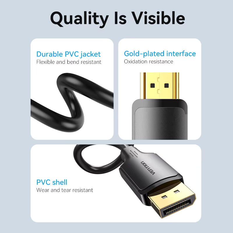 Vention DisplayPort zu HDMI Kabel für 4K Auflösung, Schwarz - Bild 4
