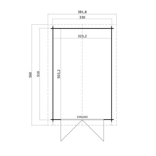 Lasita Blockgarage Mauritius in Natur/Unbehandelt mit Außenmaßen B: 382 cm, T: 560 cm - Bild 3