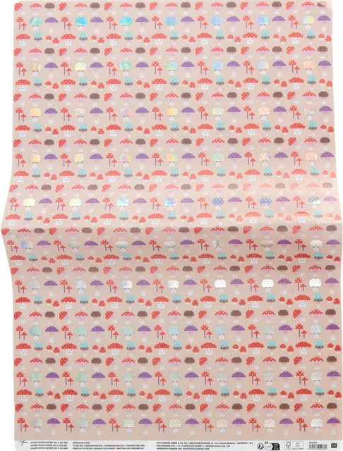 Rico Design Paper Patch Papier Shrooom Pixel Pilze in Multicolour und Gold mit glänzendem Finish - Bild 1