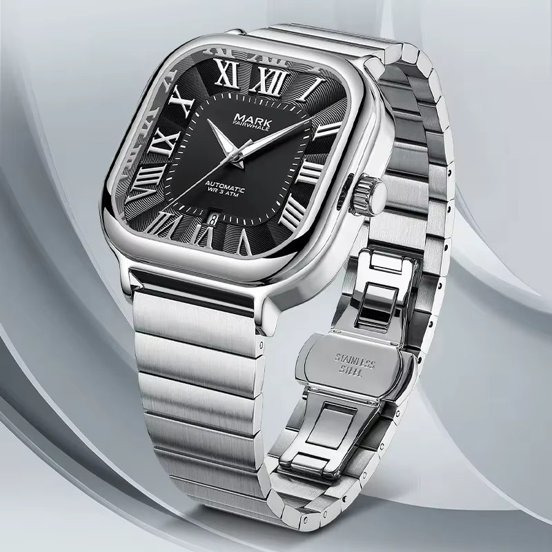 Mark Fairwhale Armbanduhr, Automatik, Edelstahl, eckig, Herren - Bild 1