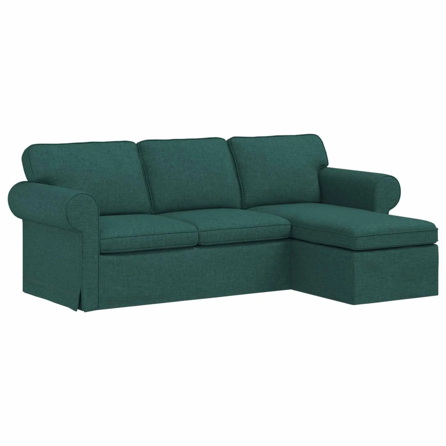 vidaXL Ecksofa in Dunkelgrün mit Stoffbezug und Metallrahmen, B/T/H: 215 x 138 x 80 cm - Bild 2
