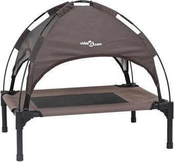 vidaXL Hundebett Braun aus Metall, wetterfest und erhöht, B/T/H: 76 x 62 x 70,5 cm - Bild 1